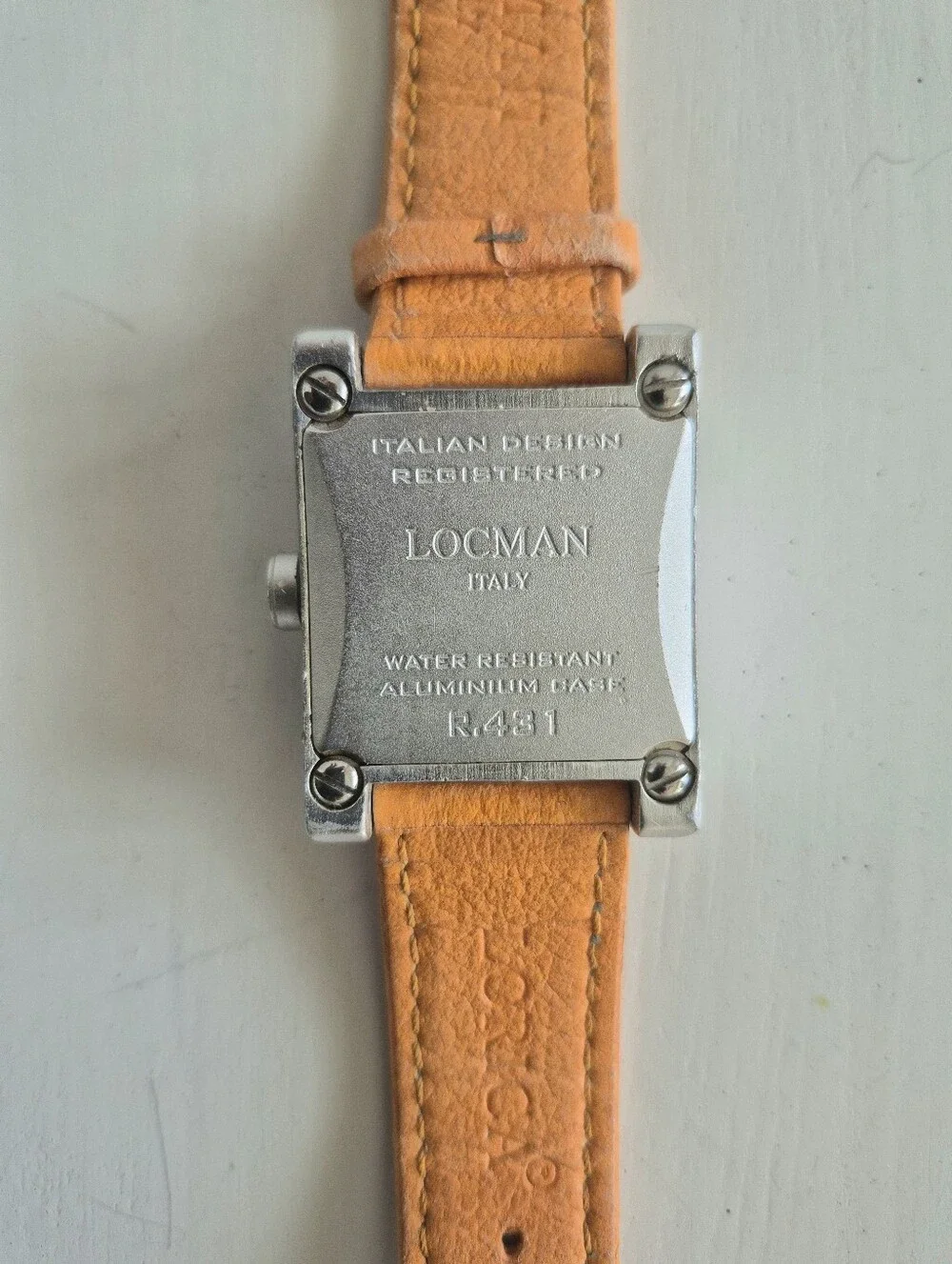 Locman Italy R431 Quadrato Sport Watch Square Black Dial Orange Leather Strap